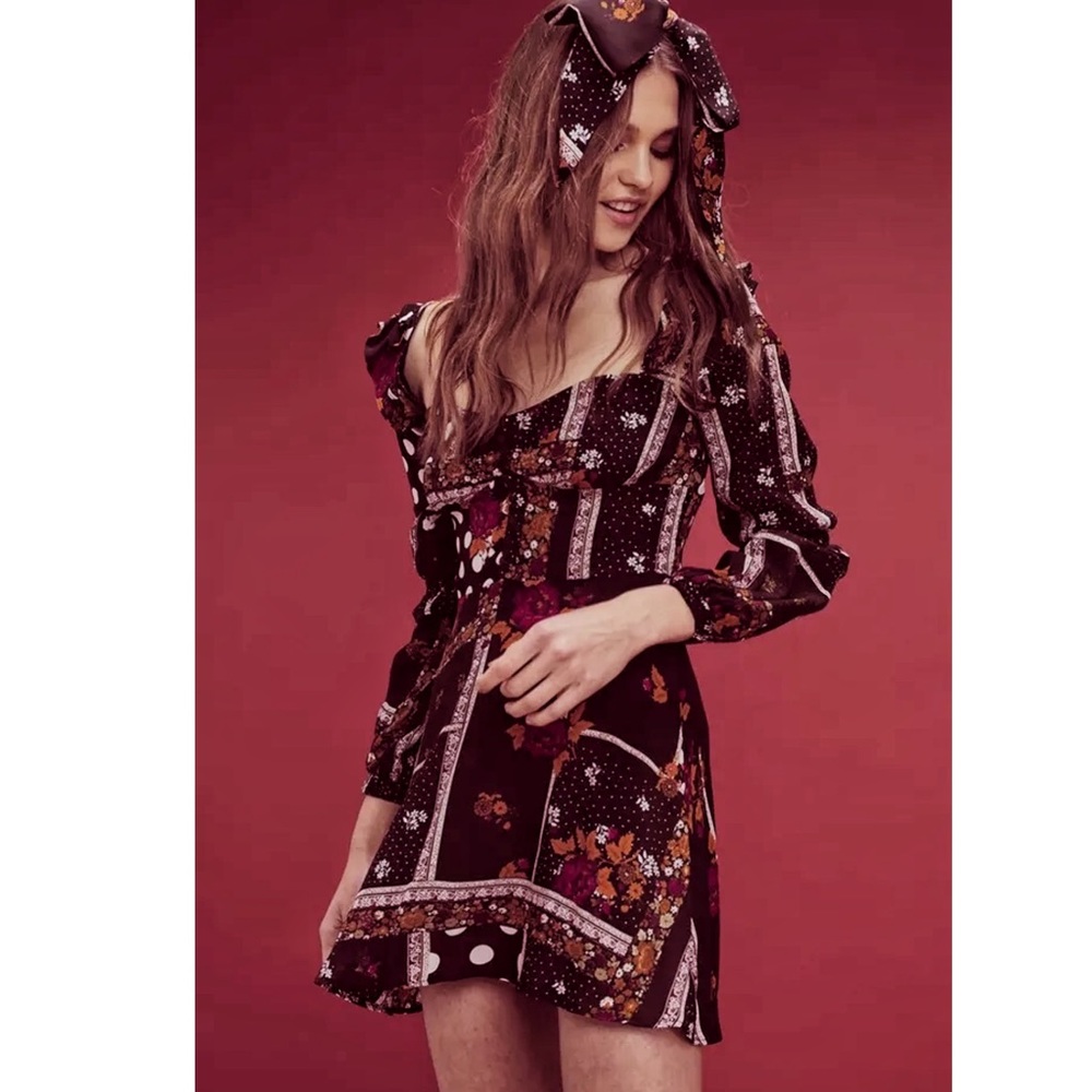 For Love & Lemons Georgi Patchwork Babydoll Mini Dress